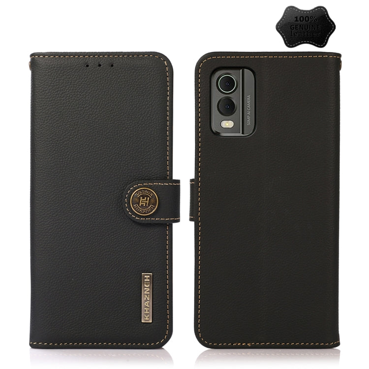 For Nokia C32 KHAZNEH Custer Genuine Leather RFID Phone Case(Black) - Nokia Cases by PMC TechLife | Online Shopping South Africa | PMC TechLife | Buy Now Pay Later Mobicred