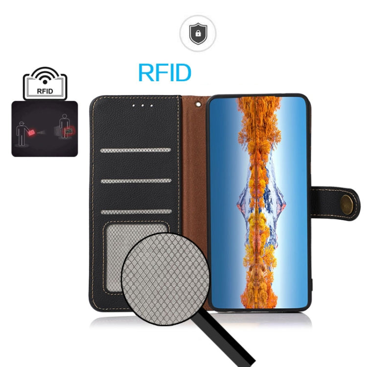 For Nokia C32 KHAZNEH Custer Genuine Leather RFID Phone Case(Black) - Nokia Cases by PMC TechLife | Online Shopping South Africa | PMC TechLife | Buy Now Pay Later Mobicred