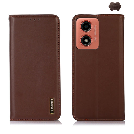 For Motorola Moto G04 / G24 KHAZNEH Nappa Top Layer Cowhide Leather Phone Case(Brown) - Motorola Cases by PMC Jewellery | Online Shopping South Africa | PMC Jewellery | Buy Now Pay Later Mobicred