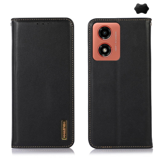 For Motorola Moto G04 / G24 KHAZNEH Nappa Top Layer Cowhide Leather Phone Case(Black) - Motorola Cases by PMC Jewellery | Online Shopping South Africa | PMC Jewellery | Buy Now Pay Later Mobicred