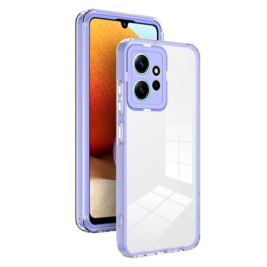 For Xiaomi Redmi Note 12 4G Global 3 in 1 Clear TPU Color PC Frame Phone Case(Purple) - Note 12 Cases by PMC Jewellery | Online Shopping South Africa | PMC Jewellery