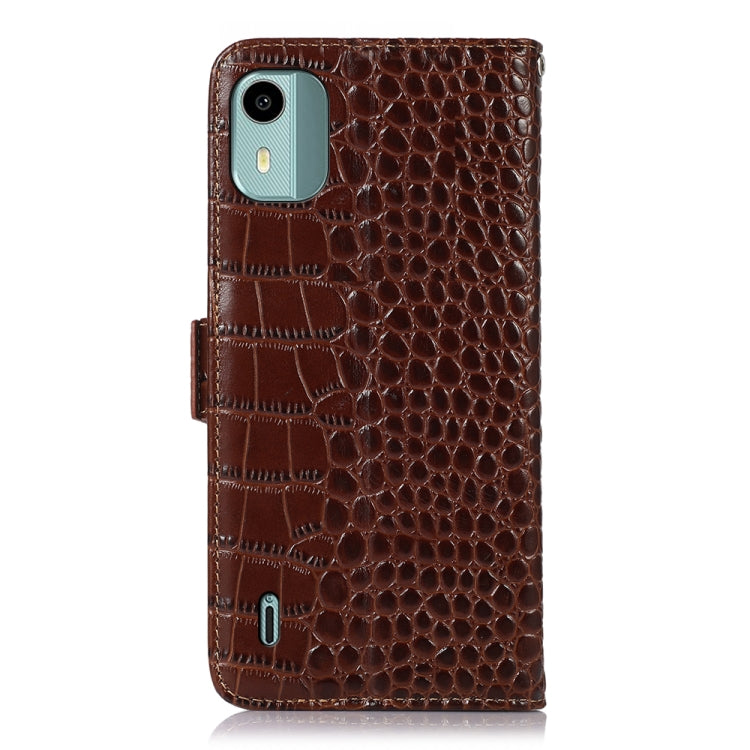 For Nokia C12 4G Crocodile Top Layer Cowhide Leather Phone Case(Brown) - Nokia Cases by PMC TechLife | Online Shopping South Africa | PMC TechLife | Buy Now Pay Later Mobicred