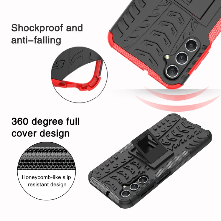 For Samsung Galaxy A24 4G Tire Texture TPU + PC Phone Case with Holder(Blue) - Galaxy Phone Cases by PMC TechLife | Online Shopping South Africa | PMC TechLife