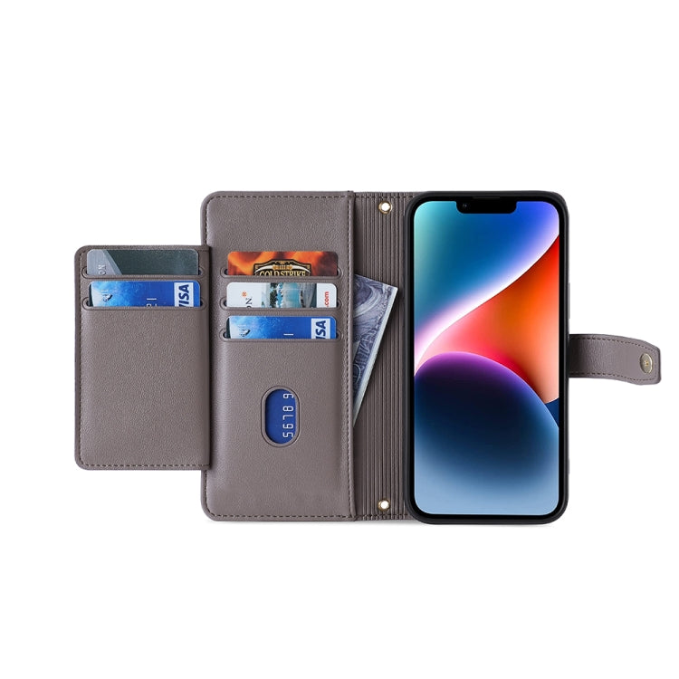 For Honor Magic5 Pro Sheep Texture Cross-body Zipper Wallet Leather Phone Case(Grey) - Honor Cases by PMC TechLife | Online Shopping South Africa | PMC TechLife | Buy Now Pay Later Mobicred