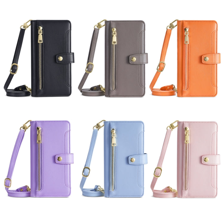 For Honor X40 Sheep Texture Cross-body Zipper Wallet Leather Phone Case(Blue) - Honor Cases by PMC TechLife | Online Shopping South Africa | PMC TechLife | Buy Now Pay Later Mobicred