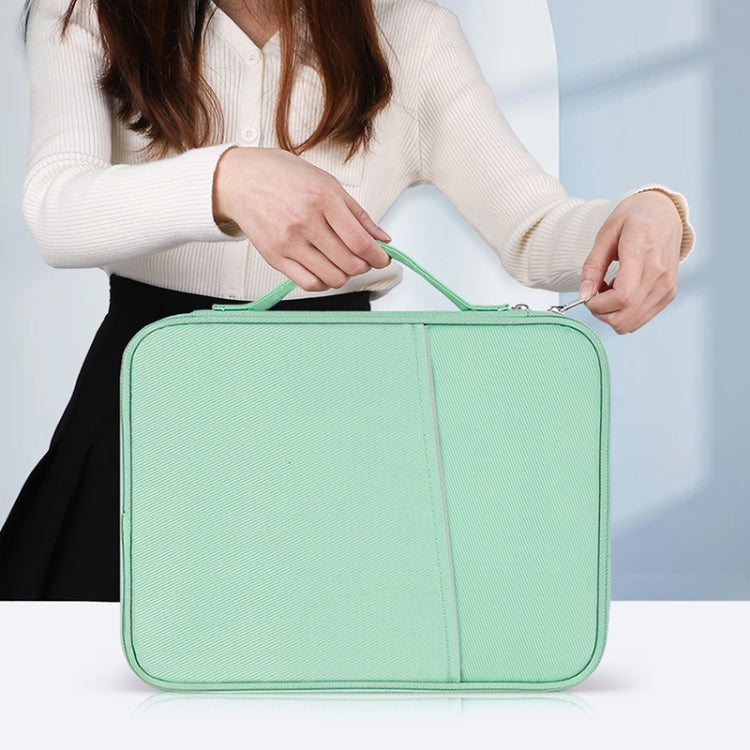 For 12.9-13 inch Laptop Portable Cloth Texture Leather Bag(Green) - 13.3 inch by PMC TechLife | Online Shopping South Africa | PMC TechLife | Buy Now Pay Later Mobicred
