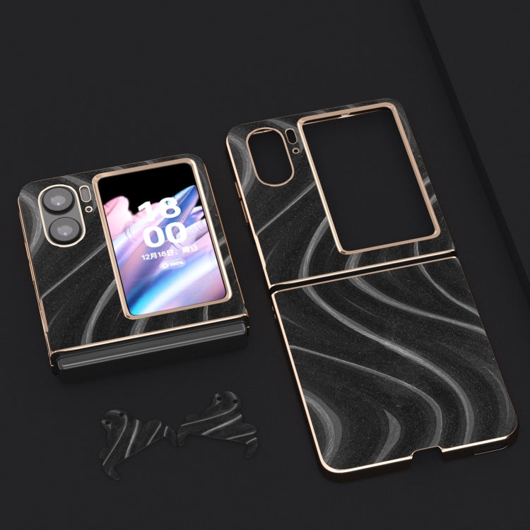 For OPPO Find N2 Flip Nano Electroplating Galactic Pattern Protective Phone Case(Black) - OPPO Cases by PMC TechLife | Online Shopping South Africa | PMC TechLife