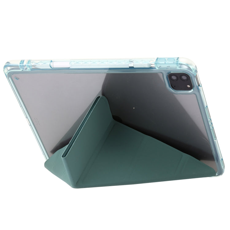 For iPad Pro 12.9 2022 / Air 13 2024 Clear Acrylic Deformation Leather Tablet Case(Dark Green) - iPad Pro 12.9 (2022/2021) Cases by PMC Jewellery | Online Shopping South Africa | PMC Jewellery | Buy Now Pay Later Mobicred