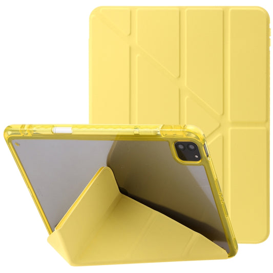 For iPad Pro 12.9 2022 / Air 13 2024 Clear Acrylic Deformation Leather Tablet Case(Yellow) - iPad Pro 12.9 (2022/2021) Cases by PMC Jewellery | Online Shopping South Africa | PMC Jewellery | Buy Now Pay Later Mobicred