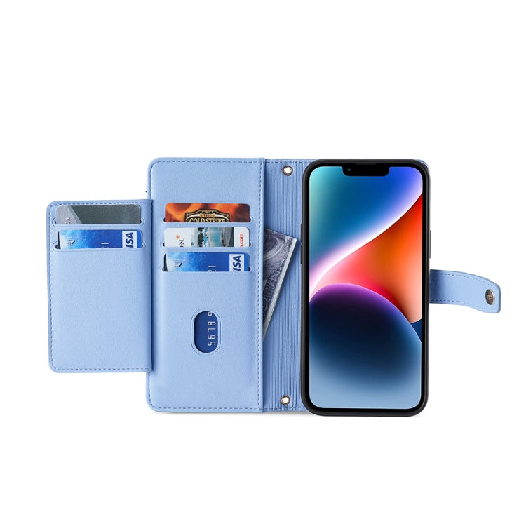 For Nokia C12 Sheep Texture Cross-body Zipper Wallet Leather Phone Case(Blue) - Nokia Cases by PMC TechLife | Online Shopping South Africa | PMC TechLife | Buy Now Pay Later Mobicred