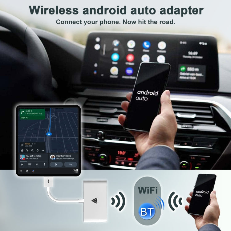 THT-020-2+ USB + USB-C / Type-C Wired to Wireless Carplay Adapter for Android Smartphone(White) - Bluetooth Adapters by PMC Jewellery | Online Shopping South Africa | PMC Jewellery | Buy Now Pay Later Mobicred