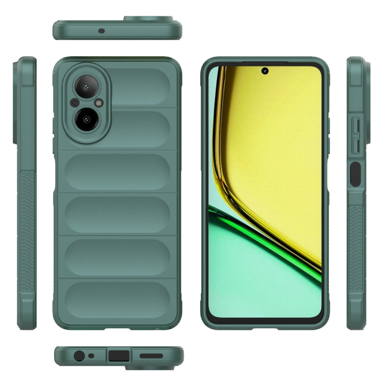 For Realme C67 4G Global Magic Shield TPU + Flannel Phone Case(Dark Green) - Realme Cases by PMC Jewellery | Online Shopping South Africa | PMC Jewellery | Buy Now Pay Later Mobicred