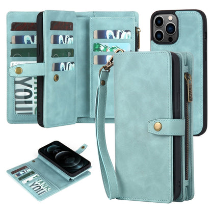 For iPhone 11 Pro Zipper Wallet Detachable MagSafe Leather Phone Case(Blue) - iPhone 11 Pro Cases by PMC Jewellery | Online Shopping South Africa | PMC Jewellery