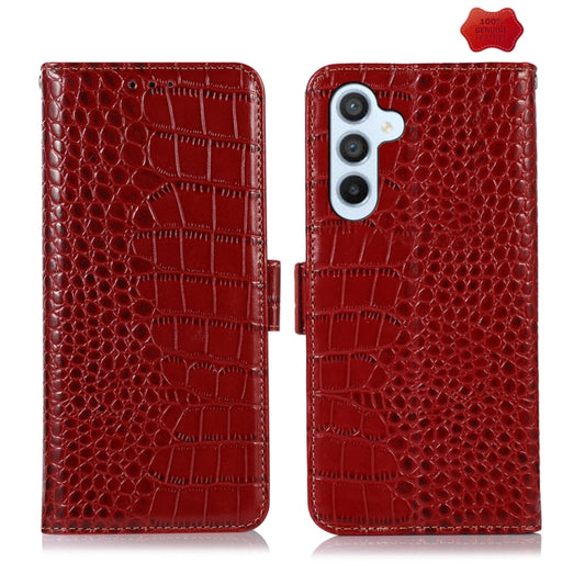 For Samsung Galaxy S24+ Crocodile Top Layer Cowhide Leather Phone Case(Red) - Galaxy Phone Cases by PMC Jewellery | Online Shopping South Africa | PMC Jewellery | Buy Now Pay Later Mobicred