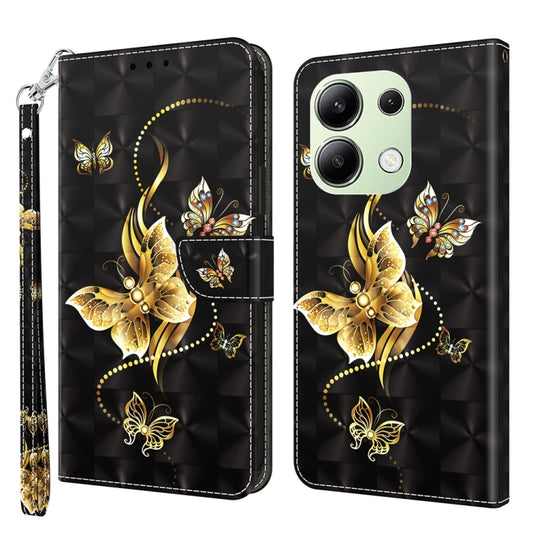 For Xiaomi Redmi Note 13 4G 3D Painted Pattern Leather Phone Case(Golden Butterfly) - Note 13 Cases by PMC Jewellery | Online Shopping South Africa | PMC Jewellery | Buy Now Pay Later Mobicred