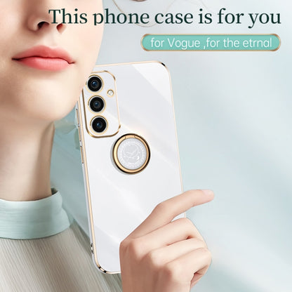 For Samsung Galaxy A35 5G XINLI Straight Edge 6D Electroplate TPU Phone Case with Ring Holder(White) - Galaxy Phone Cases by XINLI | Online Shopping South Africa | PMC Jewellery