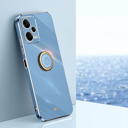For Xiaomi Redmi Note 12 5G Global XINLI Straight Edge 6D Electroplate TPU Phone Case with Ring Holder(Celestial Blue) - Xiaomi Cases by XINLI | Online Shopping South Africa | PMC Jewellery | Buy Now Pay Later Mobicred