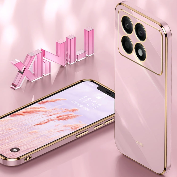 For Xiaomi Redmi K70 XINLI Straight Edge 6D Electroplate TPU Phone Case with Ring Holder(White) - K70 Cases by XINLI | Online Shopping South Africa | PMC Jewellery | Buy Now Pay Later Mobicred