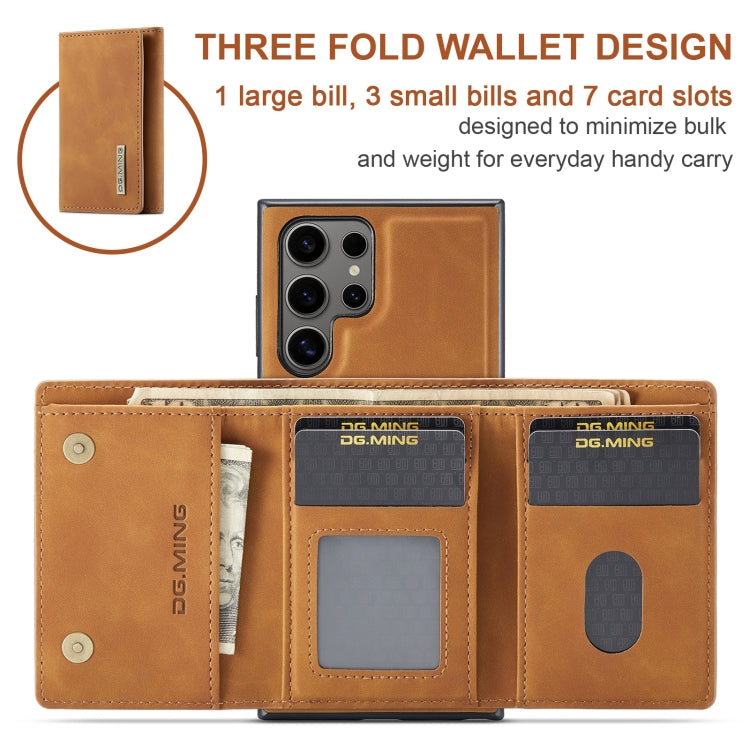 For Samsung Galaxy S24 Ultra 5G DG.MING M1 Series 3-Fold Multi Card Wallet + Magnetic Phone Case(Brown) - Galaxy S24 Ultra 5G Cases by DG.MING | Online Shopping South Africa | PMC Jewellery | Buy Now Pay Later Mobicred