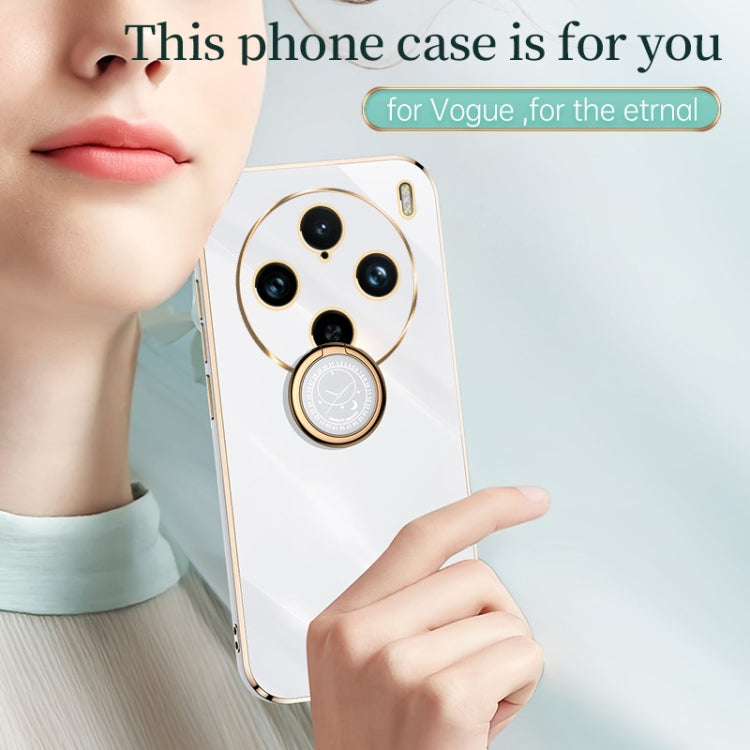 For vivo X100 Pro 5G XINLI Straight Edge 6D Electroplate TPU Phone Case with Ring Holder(Mint Green) - X100 Pro Cases by XINLI | Online Shopping South Africa | PMC Jewellery