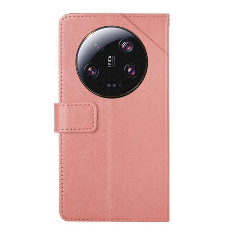 For Xiaomi 14 Ultra Y-shaped Pattern Flip Leather Phone Case(Pink) - 14 Ultra Cases by PMC Jewellery | Online Shopping South Africa | PMC Jewellery | Buy Now Pay Later Mobicred