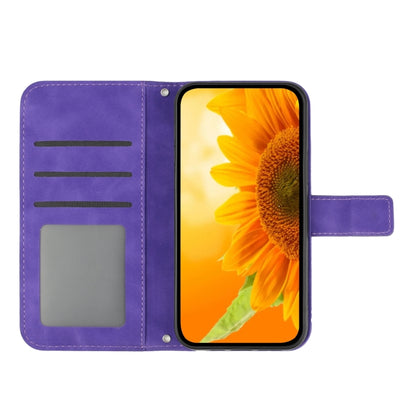 For Xiaomi Poco F5 Pro Skin Feel Sun Flower Embossed Flip Leather Phone Case with Lanyard(Dark Purple) - Xiaomi Cases by PMC Jewellery | Online Shopping South Africa | PMC Jewellery | Buy Now Pay Later Mobicred