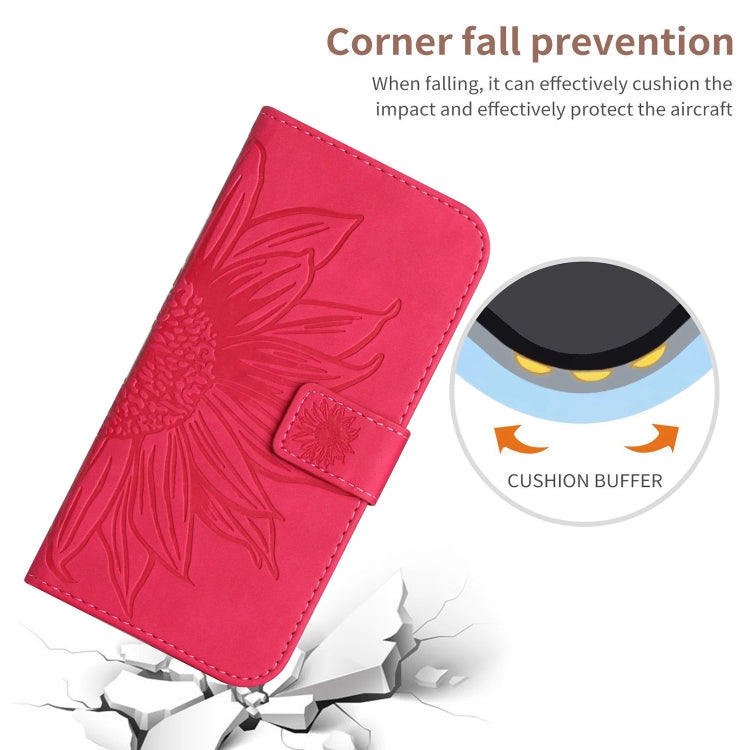 For Xiaomi Poco F5 Pro Skin Feel Sun Flower Embossed Flip Leather Phone Case with Lanyard(Rose Red) - Xiaomi Cases by PMC Jewellery | Online Shopping South Africa | PMC Jewellery | Buy Now Pay Later Mobicred