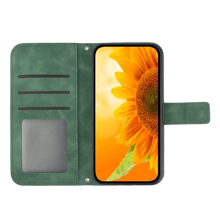 For Xiaomi Redmi Note 12S Skin Feel Sun Flower Embossed Flip Leather Phone Case with Lanyard(Green) - Xiaomi Cases by PMC Jewellery | Online Shopping South Africa | PMC Jewellery | Buy Now Pay Later Mobicred