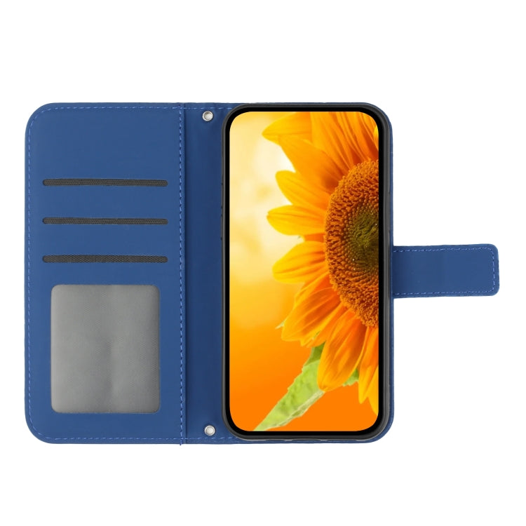 For Xiaomi Redmi 12 5G Skin Feel Sun Flower Embossed Flip Leather Phone Case with Lanyard(Dark Blue) - Xiaomi Cases by PMC Jewellery | Online Shopping South Africa | PMC Jewellery | Buy Now Pay Later Mobicred