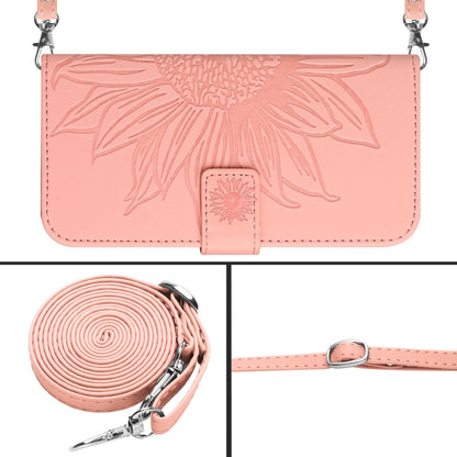 For Xiaomi Redmi 12 5G Skin Feel Sun Flower Embossed Flip Leather Phone Case with Lanyard(Pink) - Xiaomi Cases by PMC Jewellery | Online Shopping South Africa | PMC Jewellery | Buy Now Pay Later Mobicred