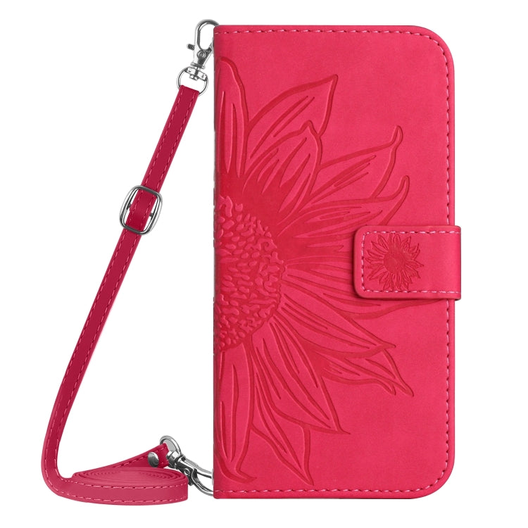 For Xiaomi Redmi 13C 4G Skin Feel Sun Flower Embossed Flip Leather Phone Case with Lanyard(Rose Red) - 13C Cases by PMC Jewellery | Online Shopping South Africa | PMC Jewellery | Buy Now Pay Later Mobicred