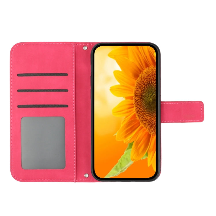 For Xiaomi Redmi 13C 4G Skin Feel Sun Flower Embossed Flip Leather Phone Case with Lanyard(Rose Red) - 13C Cases by PMC Jewellery | Online Shopping South Africa | PMC Jewellery | Buy Now Pay Later Mobicred