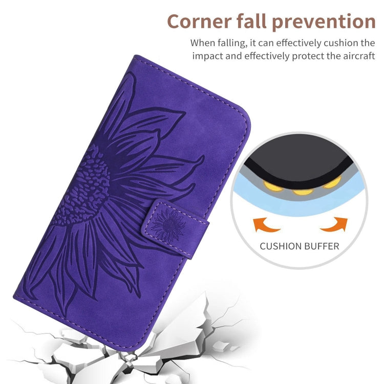 For Xiaomi Redmi 13C 5G Skin Feel Sun Flower Embossed Flip Leather Phone Case with Lanyard(Dark Purple) - 13C Cases by PMC Jewellery | Online Shopping South Africa | PMC Jewellery | Buy Now Pay Later Mobicred