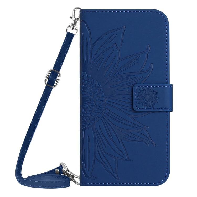 For Xiaomi Redmi A3 Skin Feel Sun Flower Embossed Flip Leather Phone Case with Lanyard(Dark Blue) - Xiaomi Cases by PMC Jewellery | Online Shopping South Africa | PMC Jewellery | Buy Now Pay Later Mobicred