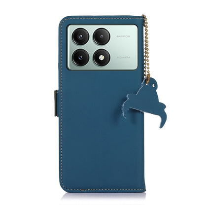 For Xiaomi Redmi K70E / Poco X6 Pro Genuine Leather Magnetic RFID Leather Phone Case(Blue) - K70E Cases by PMC Jewellery | Online Shopping South Africa | PMC Jewellery | Buy Now Pay Later Mobicred