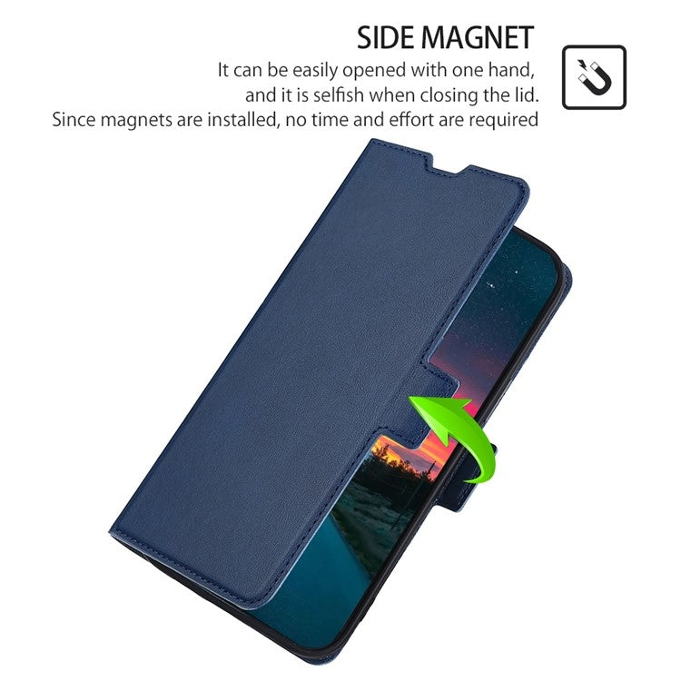 For Huawei Pura 70 Ultra-thin Voltage Side Buckle Horizontal Flip Leather Phone Case(Blue) - Huawei Cases by PMC Jewellery | Online Shopping South Africa | PMC Jewellery | Buy Now Pay Later Mobicred