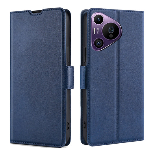 For Huawei Pura 70 Pro / Pro+ Ultra-thin Voltage Side Buckle Horizontal Flip Leather Phone Case(Blue) - Huawei Cases by PMC Jewellery | Online Shopping South Africa | PMC Jewellery | Buy Now Pay Later Mobicred