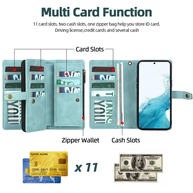 For Samsung Galaxy A13 5G Zipper Wallet Magnetic Detachable Leather Phone Case(Blue) - Galaxy Phone Cases by PMC TechLife | Online Shopping South Africa | PMC TechLife | Buy Now Pay Later Mobicred