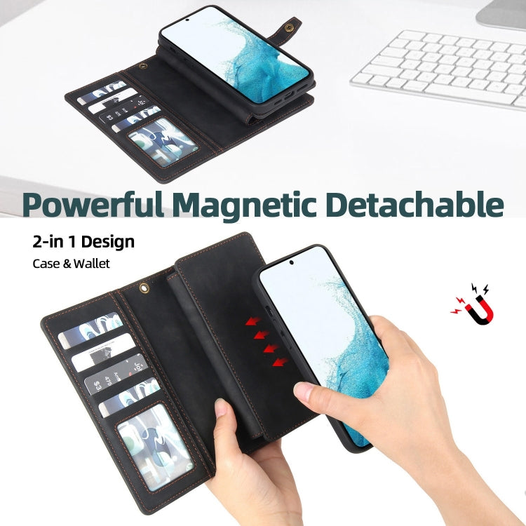 For Samsung Galaxy A14 5G Zipper Wallet Detachable MagSafe Leather Phone Case(Black) - Galaxy Phone Cases by PMC TechLife | Online Shopping South Africa | PMC TechLife