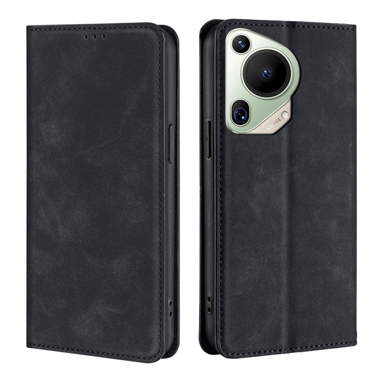 For Huawei Pura 70 Ultra Skin Feel Magnetic Leather Phone Case(Black) - Huawei Cases by PMC Jewellery | Online Shopping South Africa | PMC Jewellery | Buy Now Pay Later Mobicred