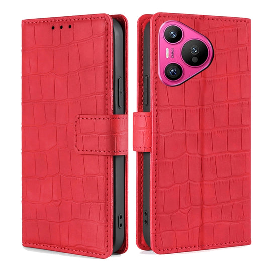 For Huawei Pura 70 5G Skin Feel Crocodile Magnetic Clasp Leather Phone Case(Red) - Huawei Cases by PMC Jewellery | Online Shopping South Africa | PMC Jewellery | Buy Now Pay Later Mobicred