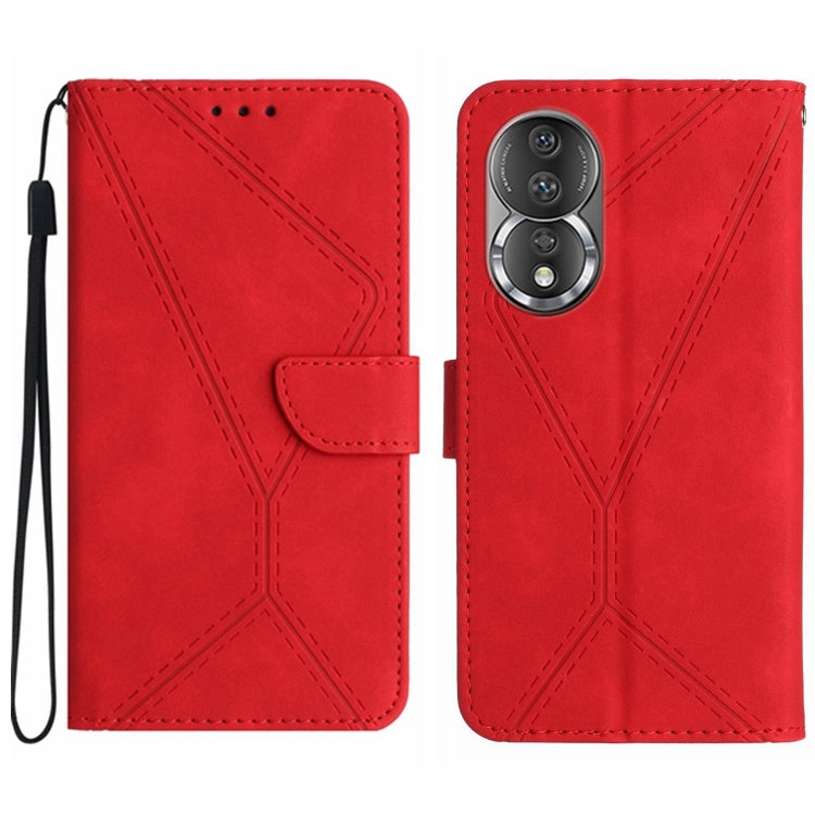 For Honor 80 Stitching Embossed Leather Phone Case(Red) - Honor Cases by PMC TechLife | Online Shopping South Africa | PMC TechLife | Buy Now Pay Later Mobicred