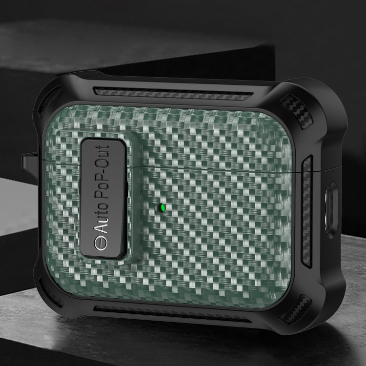 For AirPods Pro Alpha Carbon Fiber Wireless Bluetooth Earphone Protective Case(Green) - For AirPods Pro by PMC Jewellery | Online Shopping South Africa | PMC Jewellery | Buy Now Pay Later Mobicred