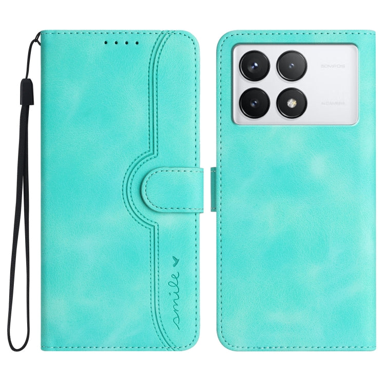 For Xiaomi Redmi K70 Heart Pattern Skin Feel Leather Phone Case(Light Blue) - K70 Cases by PMC Jewellery | Online Shopping South Africa | PMC Jewellery | Buy Now Pay Later Mobicred