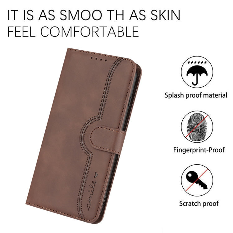 For Xiaomi Redmi K70 Heart Pattern Skin Feel Leather Phone Case(Brown) - K70 Cases by PMC TechLife | Online Shopping South Africa | PMC TechLife | Buy Now Pay Later Mobicred