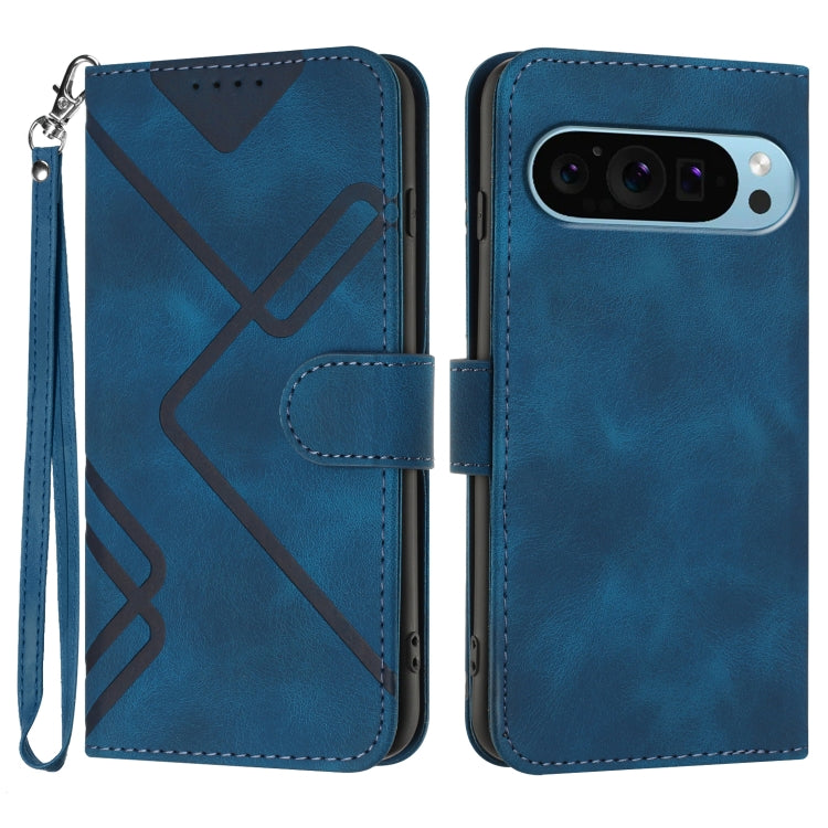 For Google Pixel 9 Pro Line Pattern Skin Feel Leather Phone Case(Royal Blue) - Google Cases by PMC Jewellery | Online Shopping South Africa | PMC Jewellery | Buy Now Pay Later Mobicred