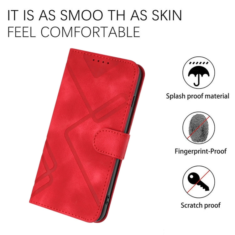 For iPhone 16 Pro Max Line Pattern Skin Feel Leather Phone Case(Red) - iPhone 16 Pro Max Cases by PMC Jewellery | Online Shopping South Africa | PMC Jewellery | Buy Now Pay Later Mobicred