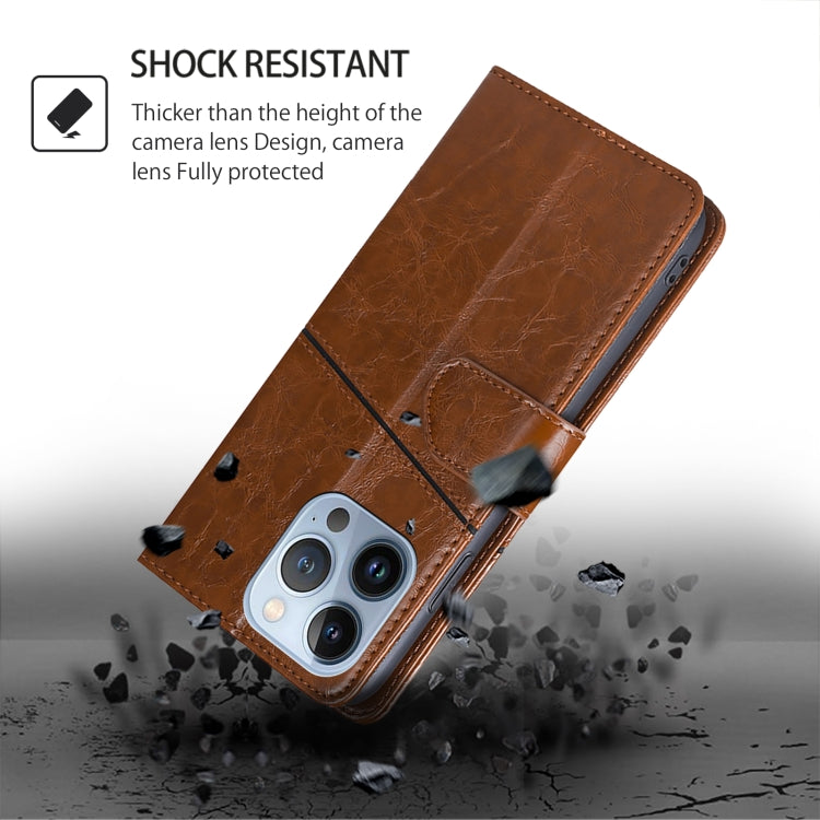 For Honor Magic6 Pro Geometric Stitching Leather Phone Case(Light Brown) - Honor Cases by PMC Jewellery | Online Shopping South Africa | PMC Jewellery | Buy Now Pay Later Mobicred