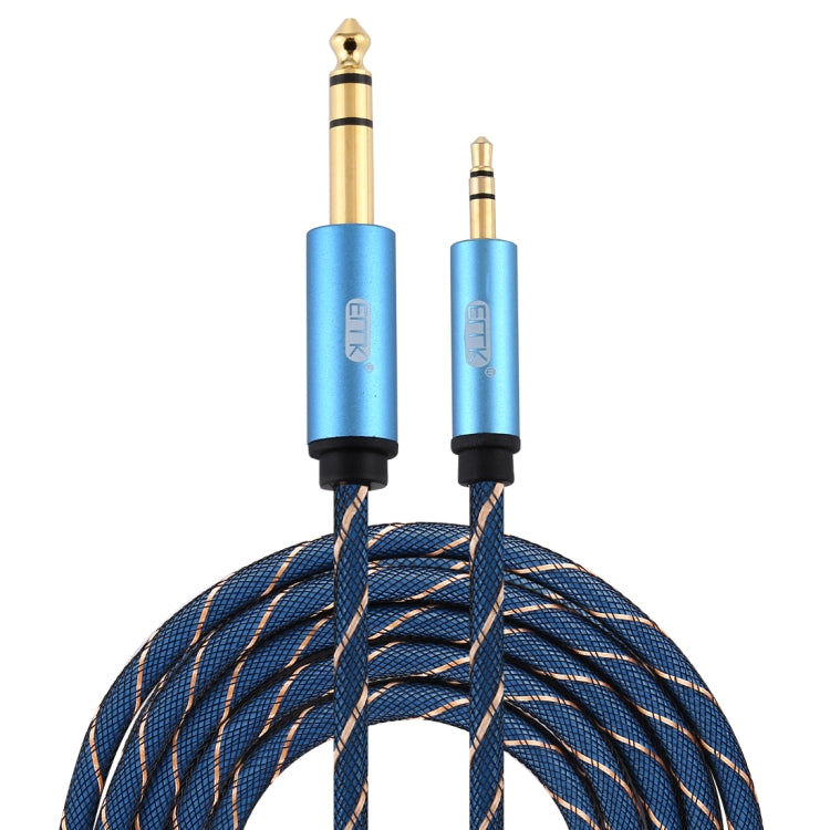 EMK 3.5mm Jack Male to 6.35mm Jack Male Gold Plated Connector Nylon Braid AUX Cable for Computer / X-BOX / PS3 / CD / DVD, Cable Length:3m(Dark Blue) - Audio Optical Cables by EMK | Online Shopping South Africa | PMC Jewellery | Buy Now Pay Later Mobicred