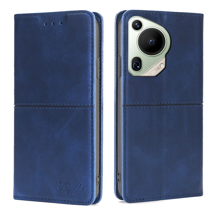 For Huawei Pura 70 Ultra 5G Cow Texture Magnetic Leather Phone Case(Blue) - Huawei Cases by PMC Jewellery | Online Shopping South Africa | PMC Jewellery | Buy Now Pay Later Mobicred